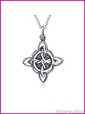 925 Sterling Silver Celtic Knot Pendant Necklace 18 Inch Rolo Chain